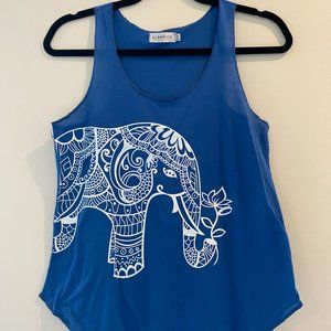 Racer back tank with mandala elephant graphic